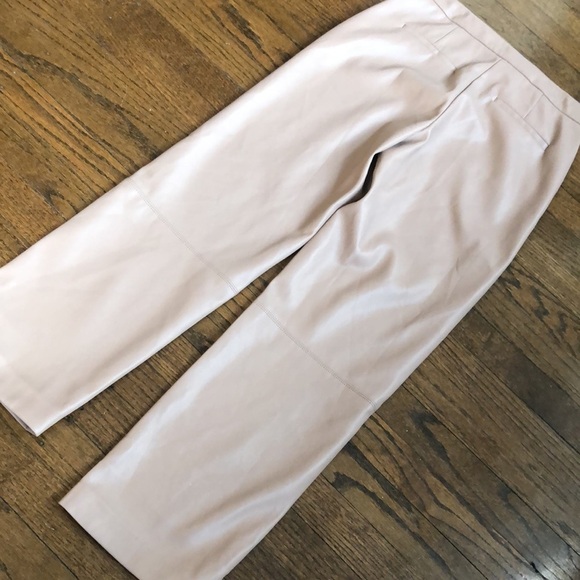 Primark Tan Nude Asymmetrical Hem Faux Leather Wide Leg Trousers - Picture 5 of 6